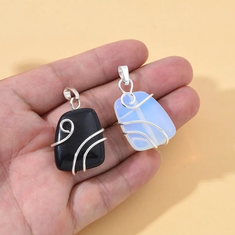 1 Piece Natural Stone Copper Agate Opal Solid Color Pendant