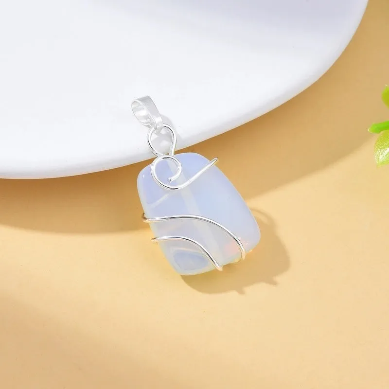 1 Piece Natural Stone Copper Agate Opal Solid Color Pendant