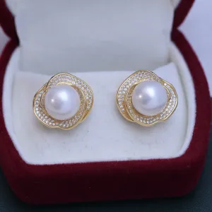 10-11mm Freshwater Pearl Floral & Liora Earrings