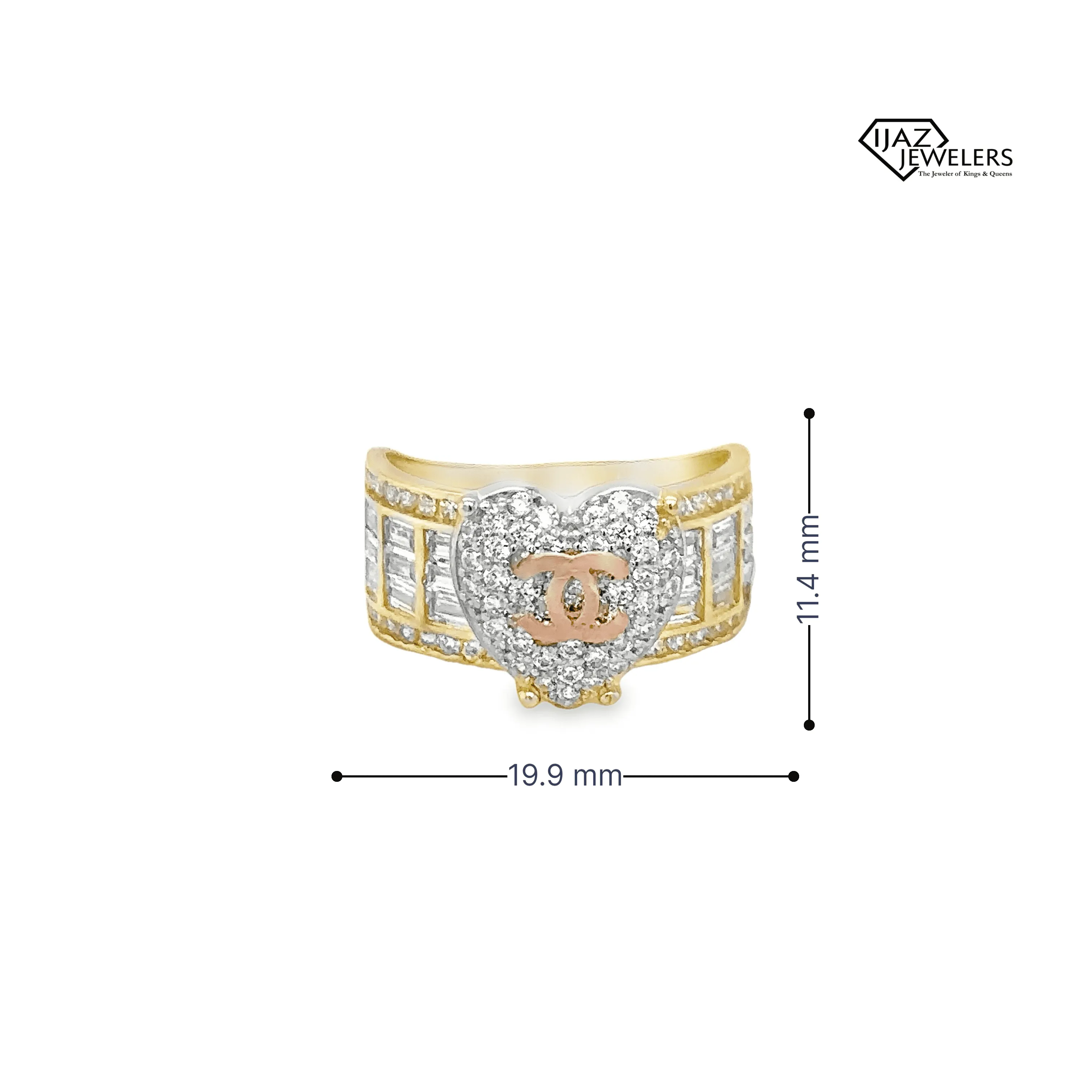 10K Gold CZ CC Heart Ring