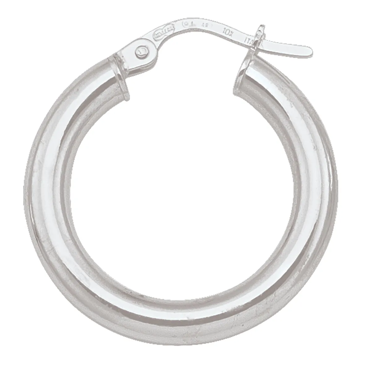 10K White Gold Medium Plain Hoops