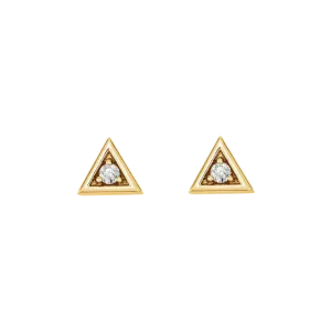 14k Gold and Diamond Triangle Earrings