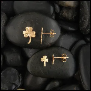 14K Gold Shamrock Earrings