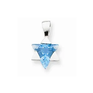 14k White Gold Blue Topaz Star of David Pendant