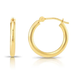 14k Yellow Gold Classic Hoop Earrings, 2mm