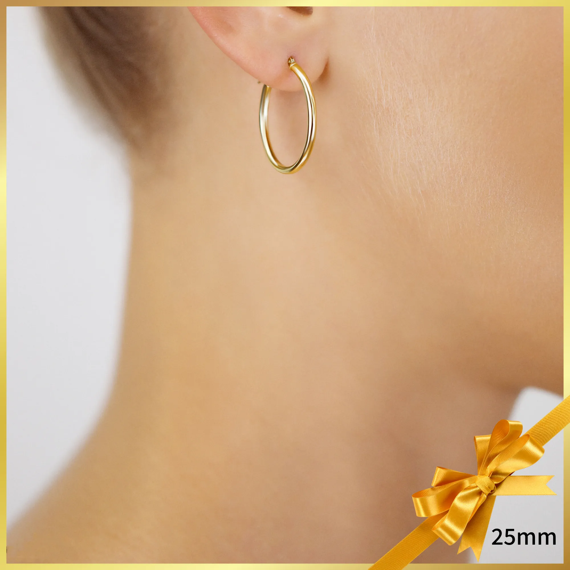 14k Yellow Gold Classic Hoop Earrings, 2mm