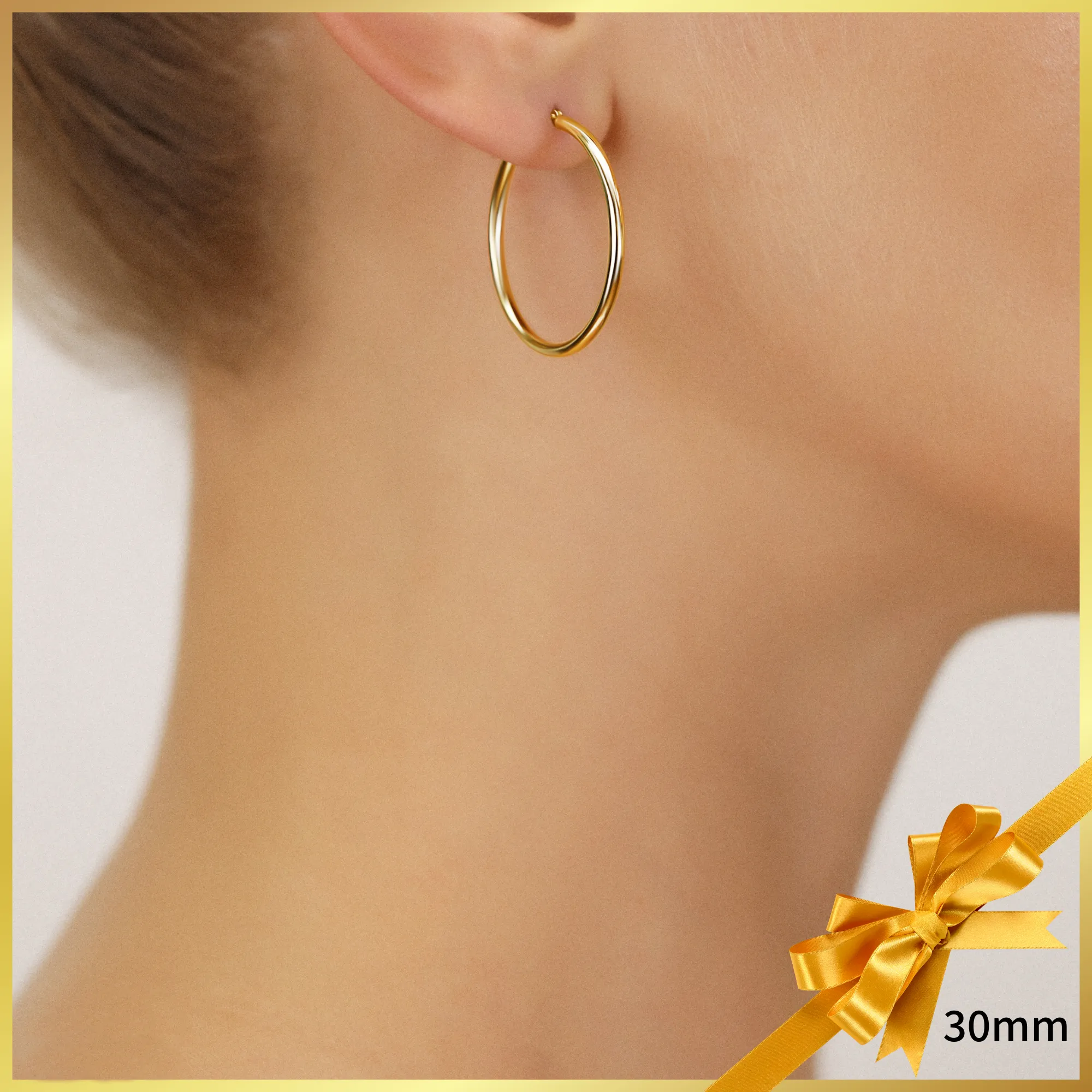 14k Yellow Gold Classic Hoop Earrings, 2mm