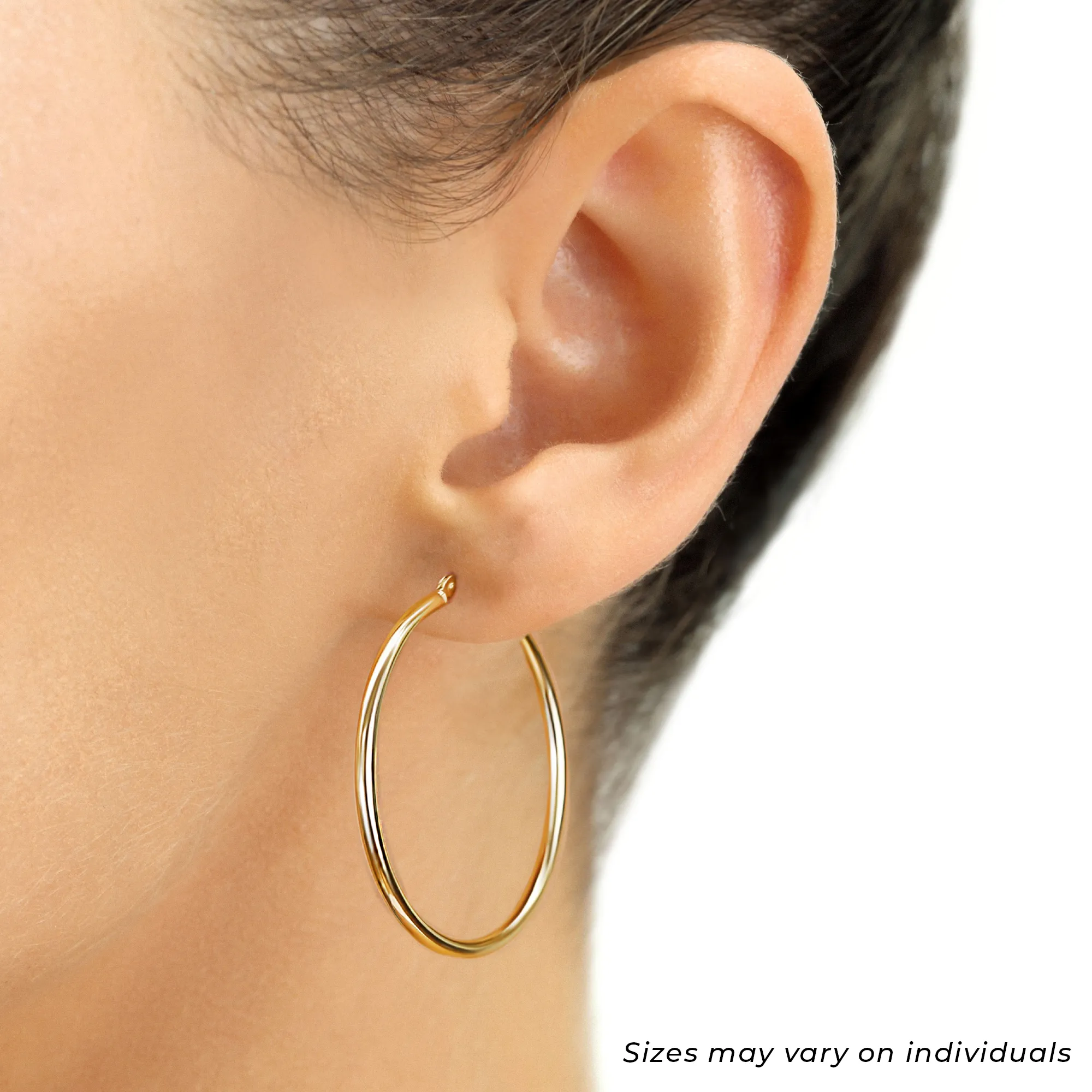 14k Yellow Gold Classic Hoop Earrings, 2mm