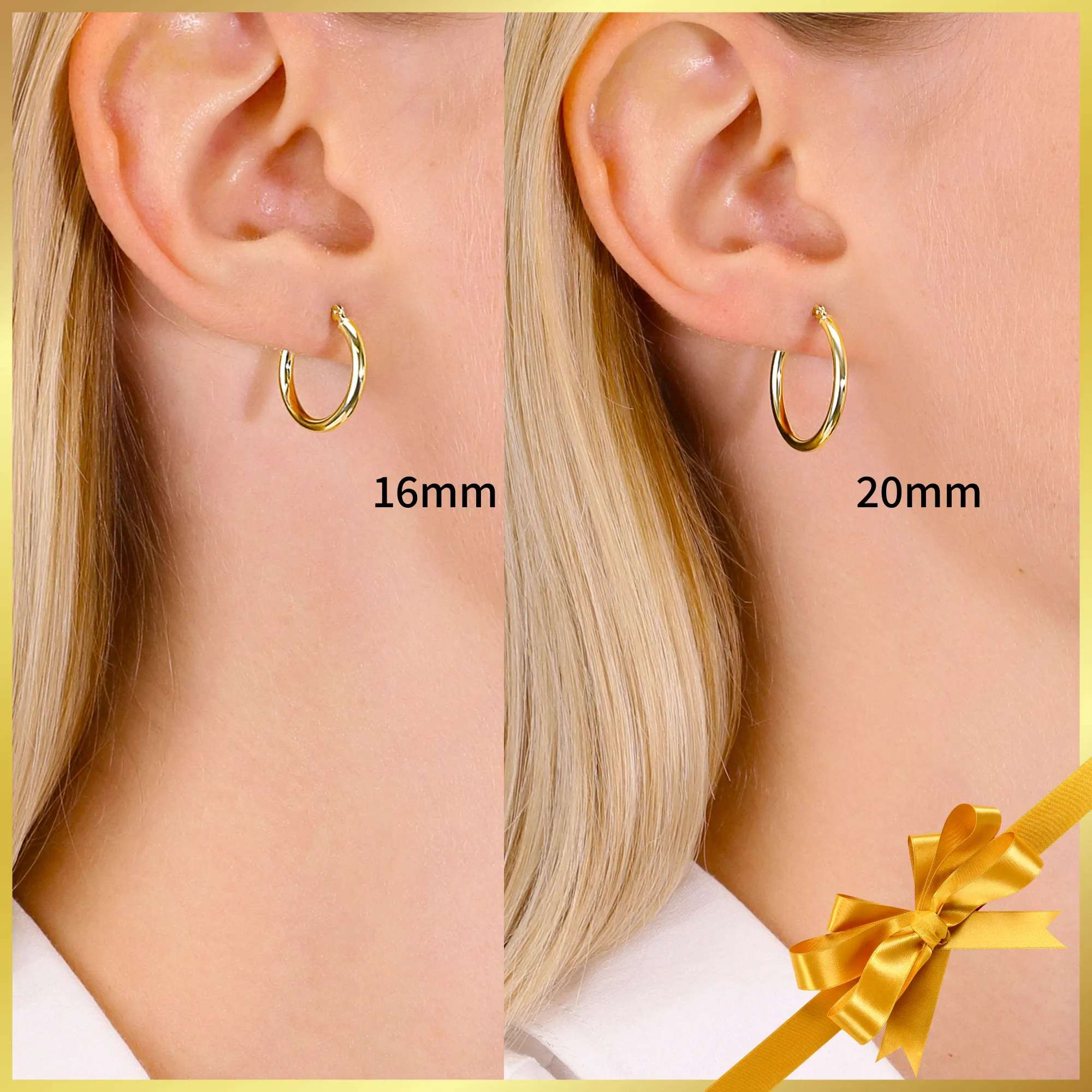 14k Yellow Gold Classic Hoop Earrings, 2mm