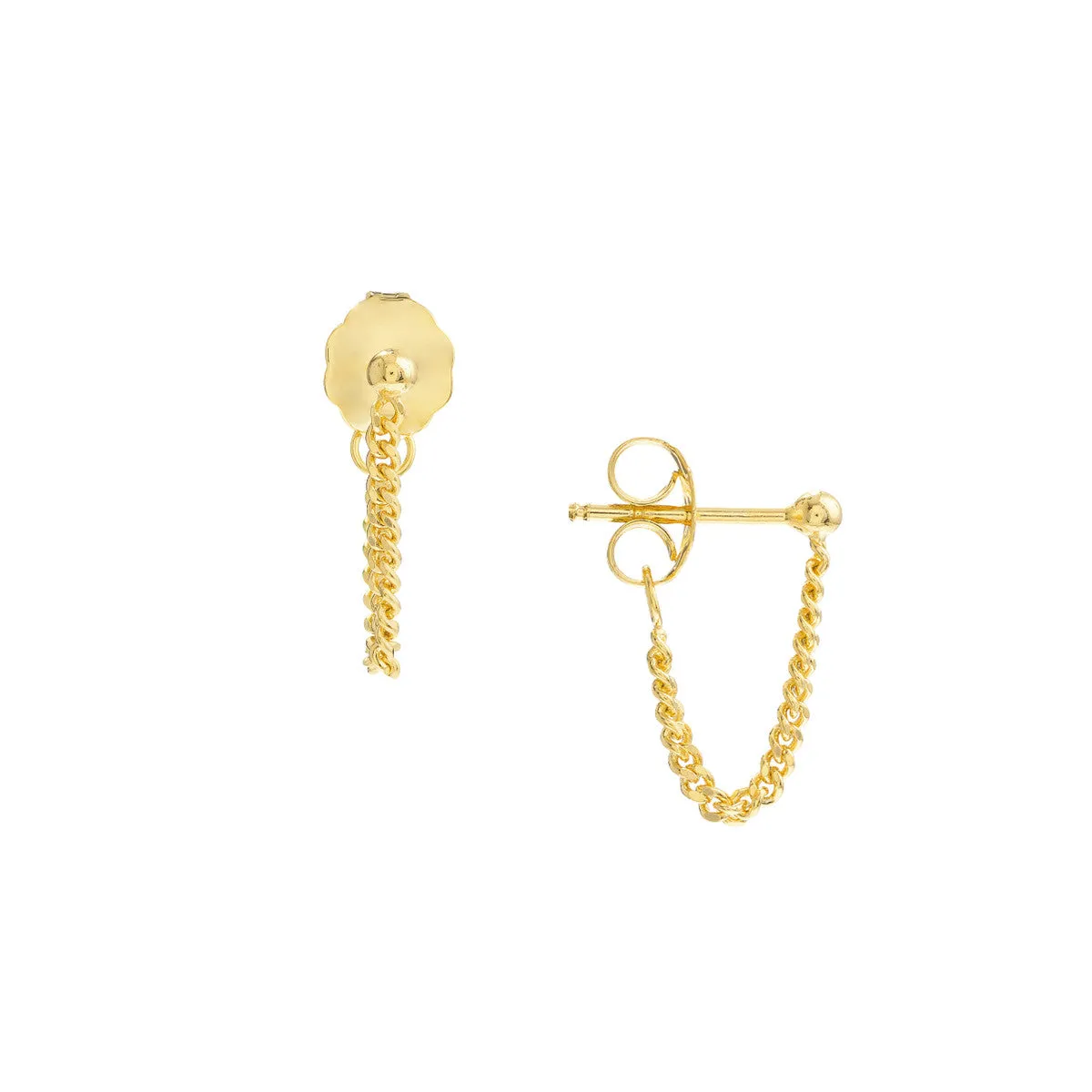 14k Yellow Gold Curb Huggie Earrings