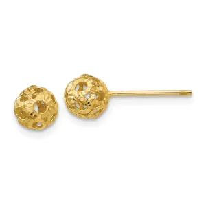 14KT Yellow Gold 5MM Diamond-cut Ball Stud Earrings