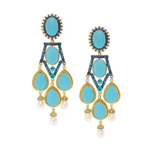 18k Gold Vermeil Turquoise Chandelier Earrings: The Adele