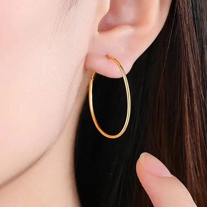 18k Yellow Gold Classic Hoop Earrings