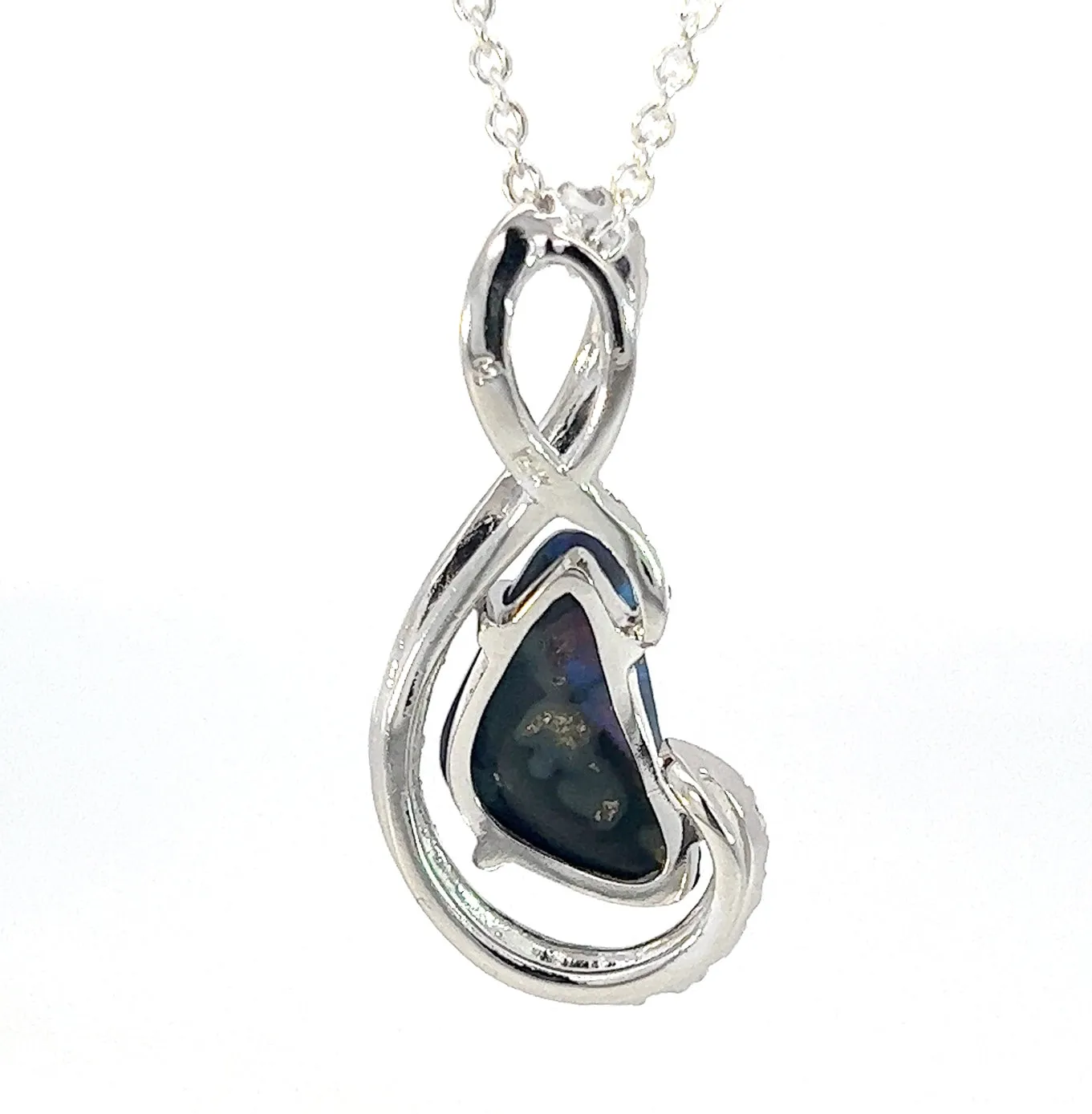 18kt White Gold Black Opal & Diamond Pendant - Exquisite Gold & Silver Opal Necklace Options, Dainty Opal Pendants