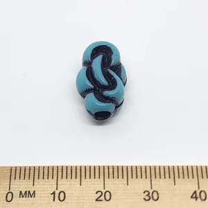 19x12mm Flat Knot (10) - Turquoise w. Black - South Western Style Vintage Beads