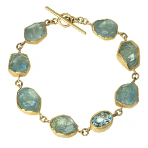 22K & 18K Gold Bezel-Set Aquamarine Bracelet