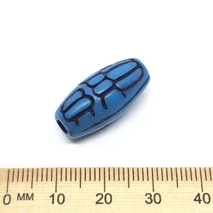 23x11 Oval (10) - Blue w. Black - South Western Style Vintage Beads