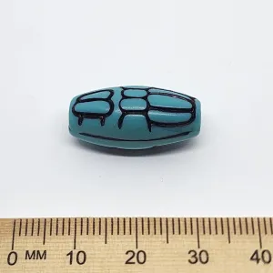 23x11mm Oval (10) - Turquoise w. Black - South Western Style Vintage Beads