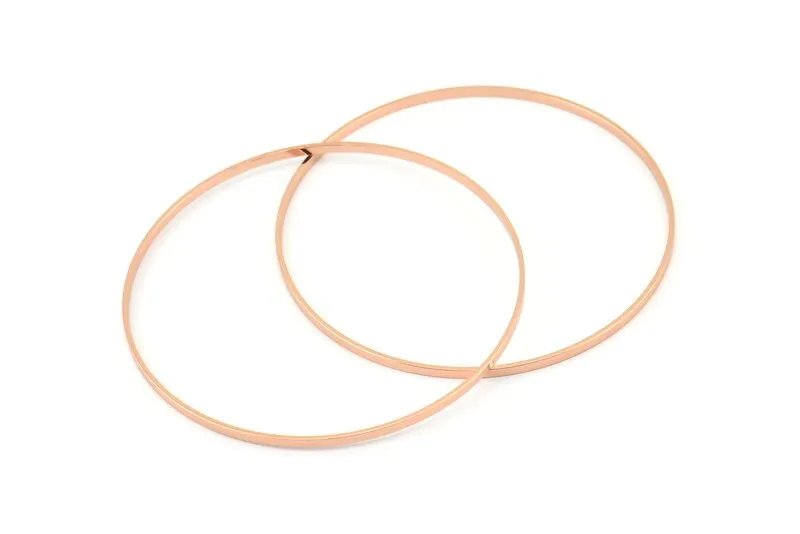 60mm Circle Connectors 6 Rose Gold Plated Brass Circle Connectors (60x1x1mm) Bs 1105 Q0970