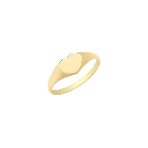 9CT GOLD BABIES' PLAIN HEART SIGNET RING