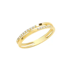 9CT GOLD CZ DOUBLE BAND RING