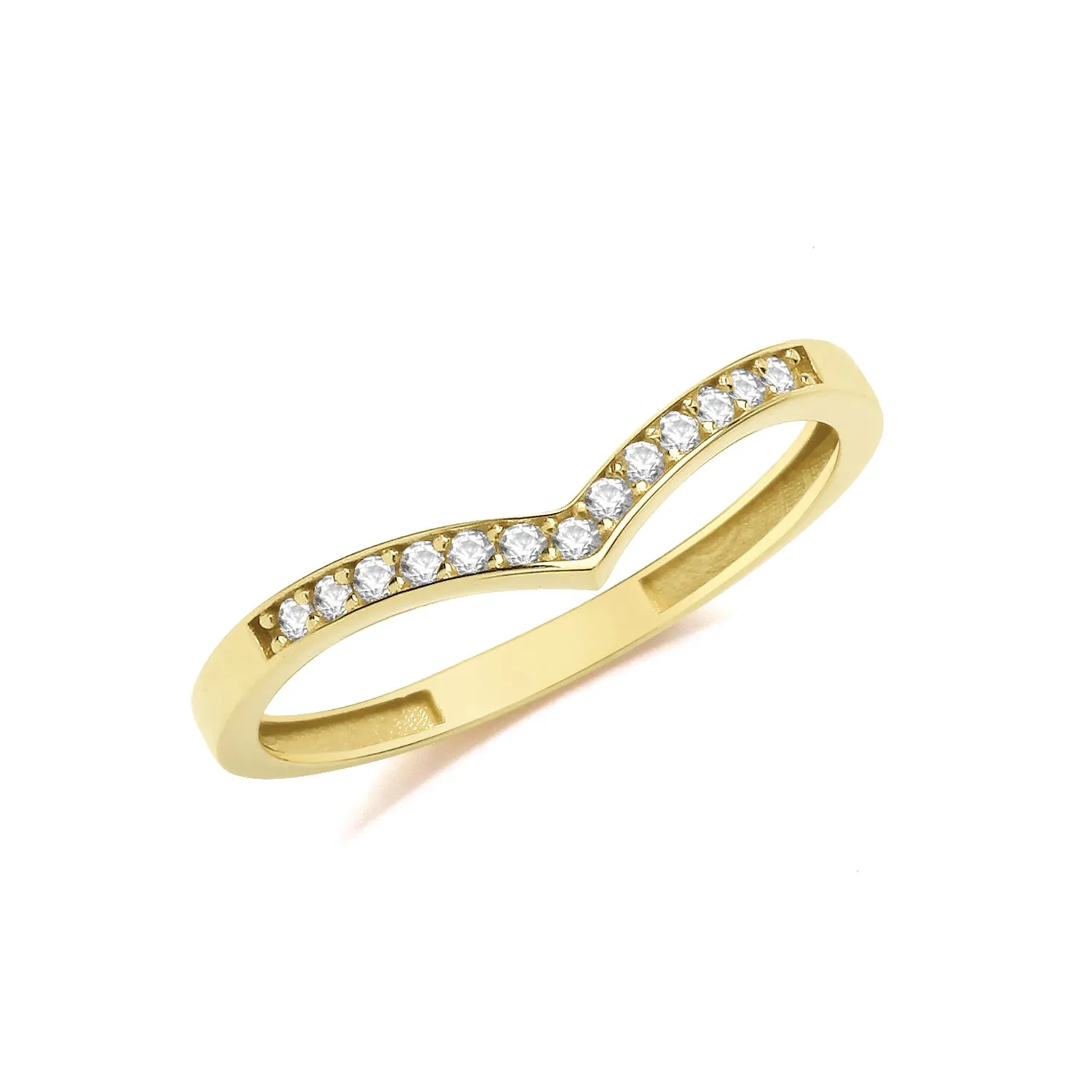 9CT GOLD CZ WISHBONE RING