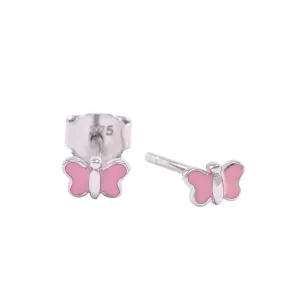 9ct White Gold Butterfly Stud Earrings