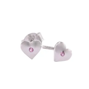 9ct White Gold Heart Stud Earrings