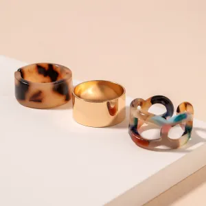 Acetate Tortoise Rings Set