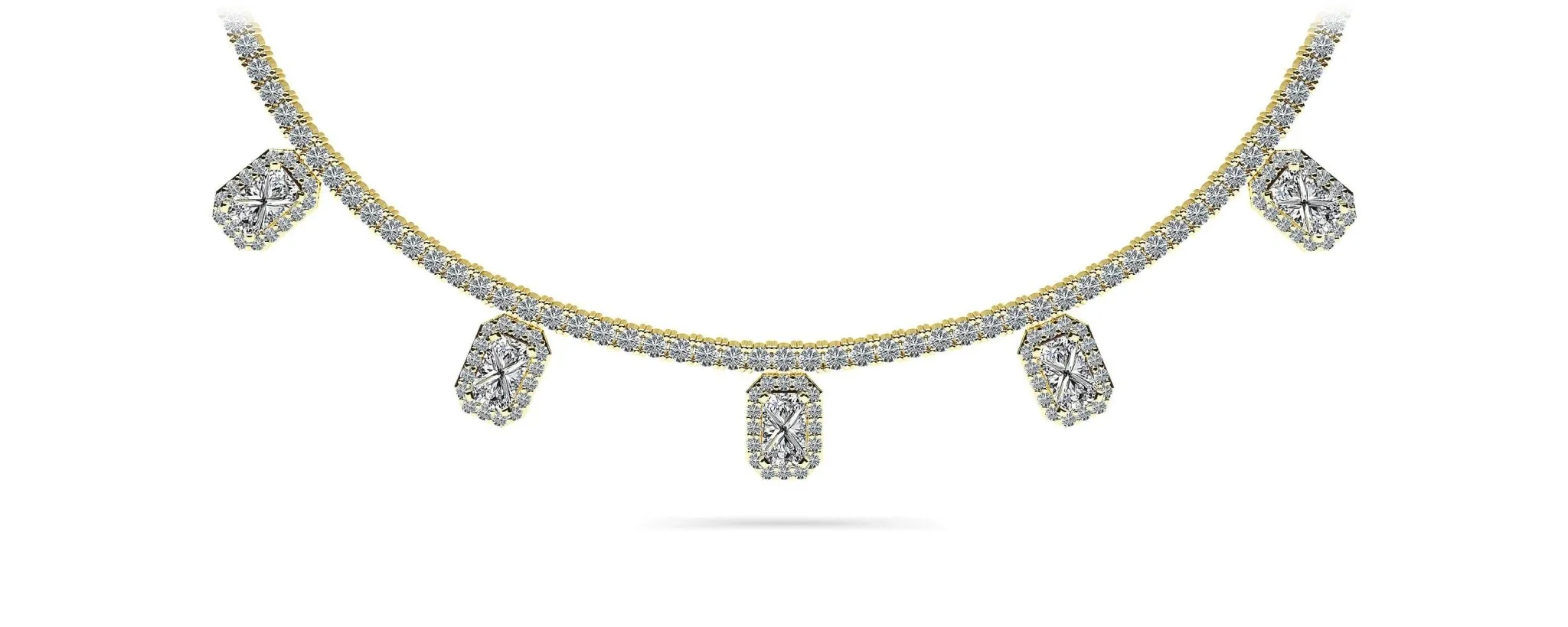 Alluring Diamond Tennis Diamond Necklace with 9.36 ct.(finished) 6x4mm, 1mm, 2.2mm