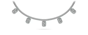 Alluring Diamond Tennis Diamond Necklace with 9.36 ct.(finished) 6x4mm, 1mm, 2.2mm