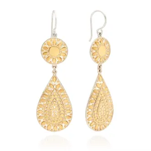 Anna Beck Classic Double Drop Flower Earrings - Gold Plated