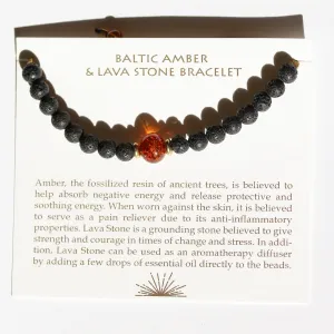 Baltic Amber   Lava Stone Bracelet