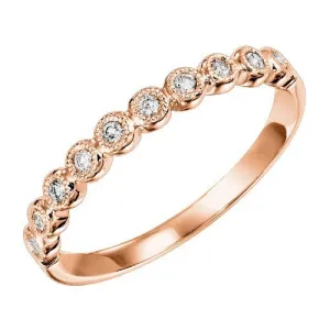 Bead Set Round Station Diamond Ring .12 Cttw 10K Rose Gold