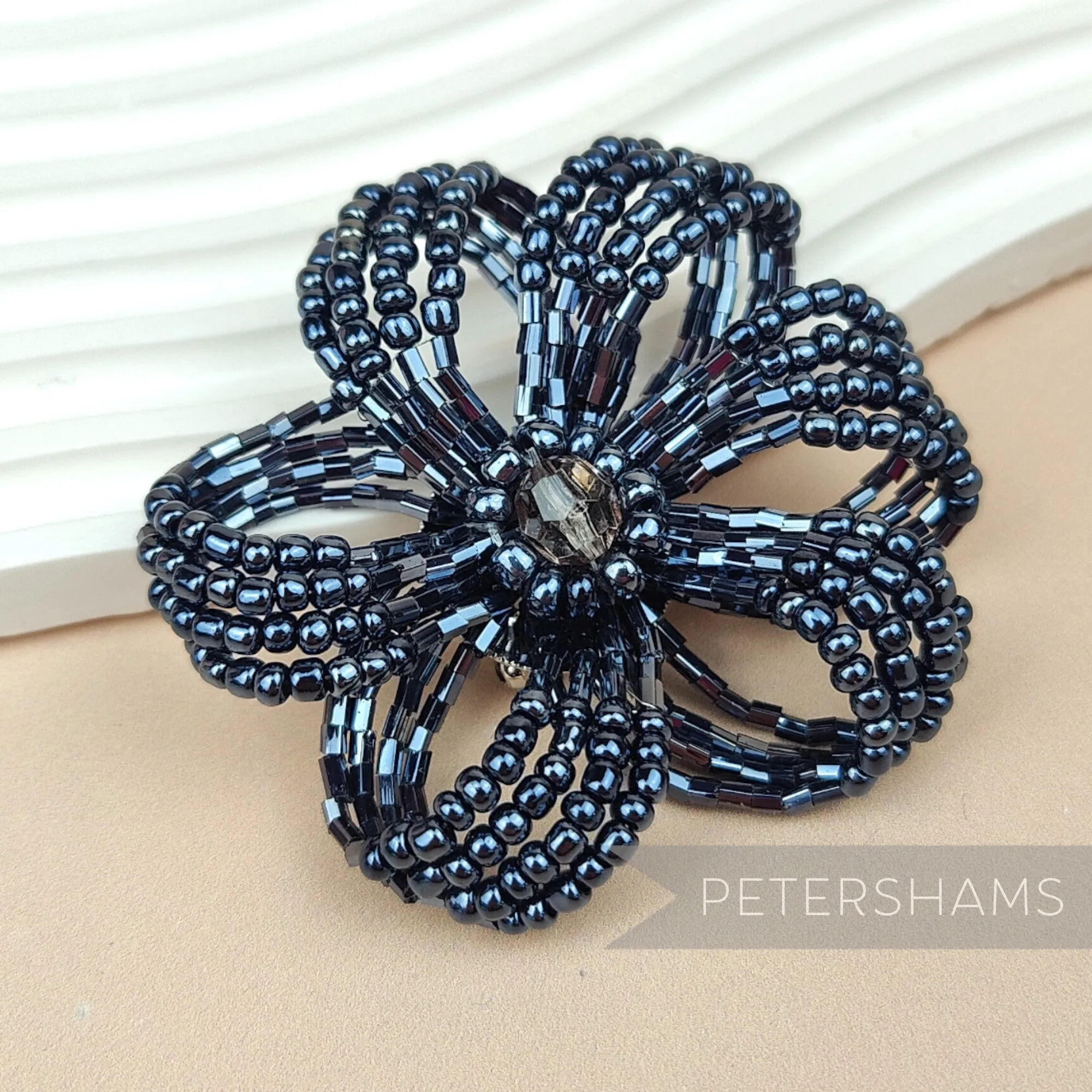 Beaded Flower Trim Brooch