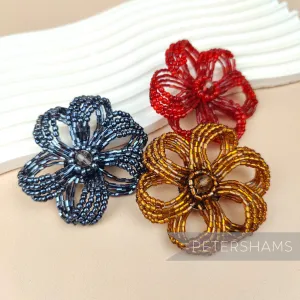 Beaded Flower Trim Brooch