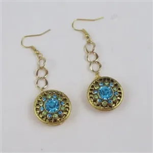 Blue & Green Crystal Drop Earrings