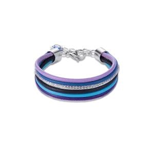 Bracelet Multirow Nappa Leather & Mesh blue-purple