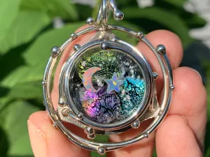 Caged Rainbow Galaxy Pendant with Opal