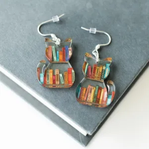 Cat Bookshelf Classic Animal Acrylic Earrings