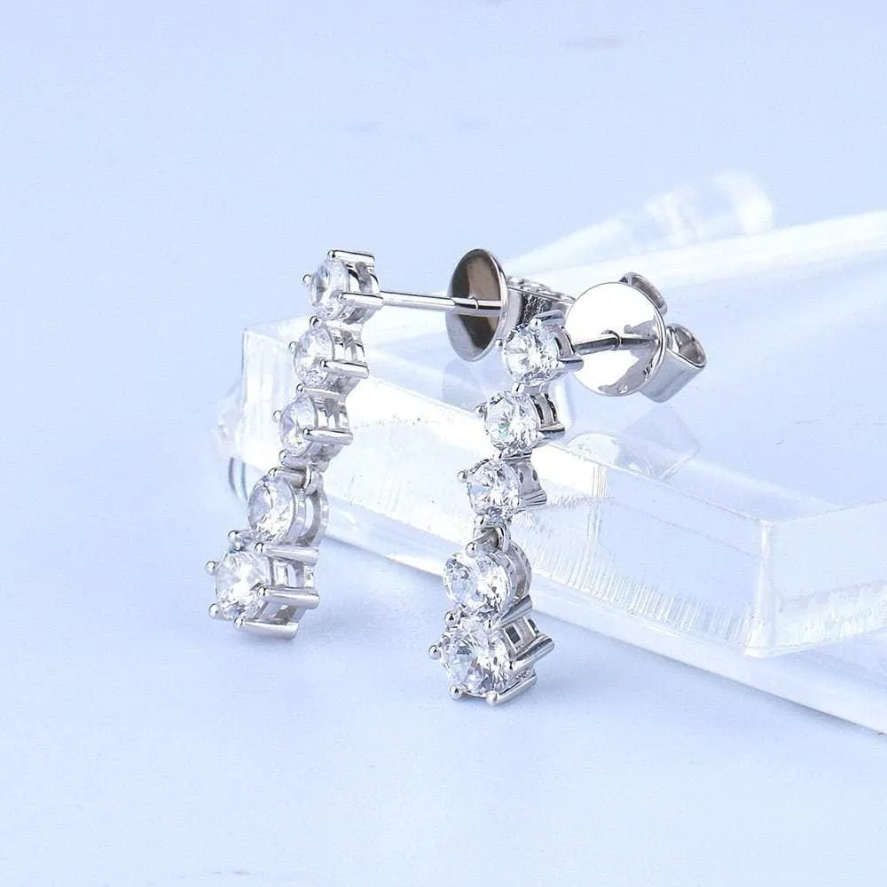 Classic 14k White Gold Diamond Drop Earrings