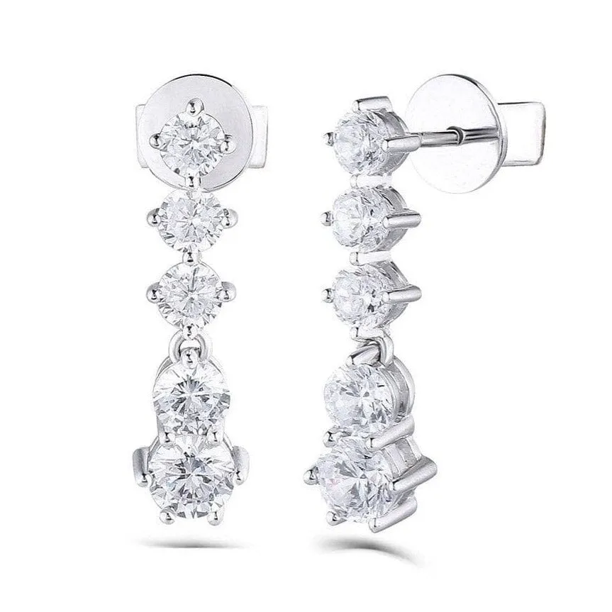 Classic 14k White Gold Diamond Drop Earrings