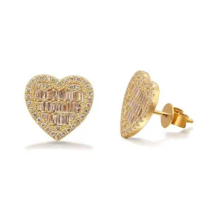 Classic 18k Gold Diamond Heart Shaped Earrings