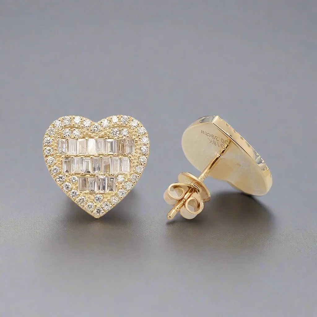 Classic 18k Gold Diamond Heart Shaped Earrings