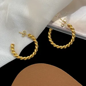 Classic Twisted Gold Hoop Earrings jlt11877