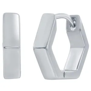 Classic Women's Earrings - Sterling Silver Geometric Huggie Hoop | A-2690