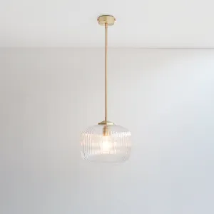 Clear Reeded Glass Stemmed Pendant Light