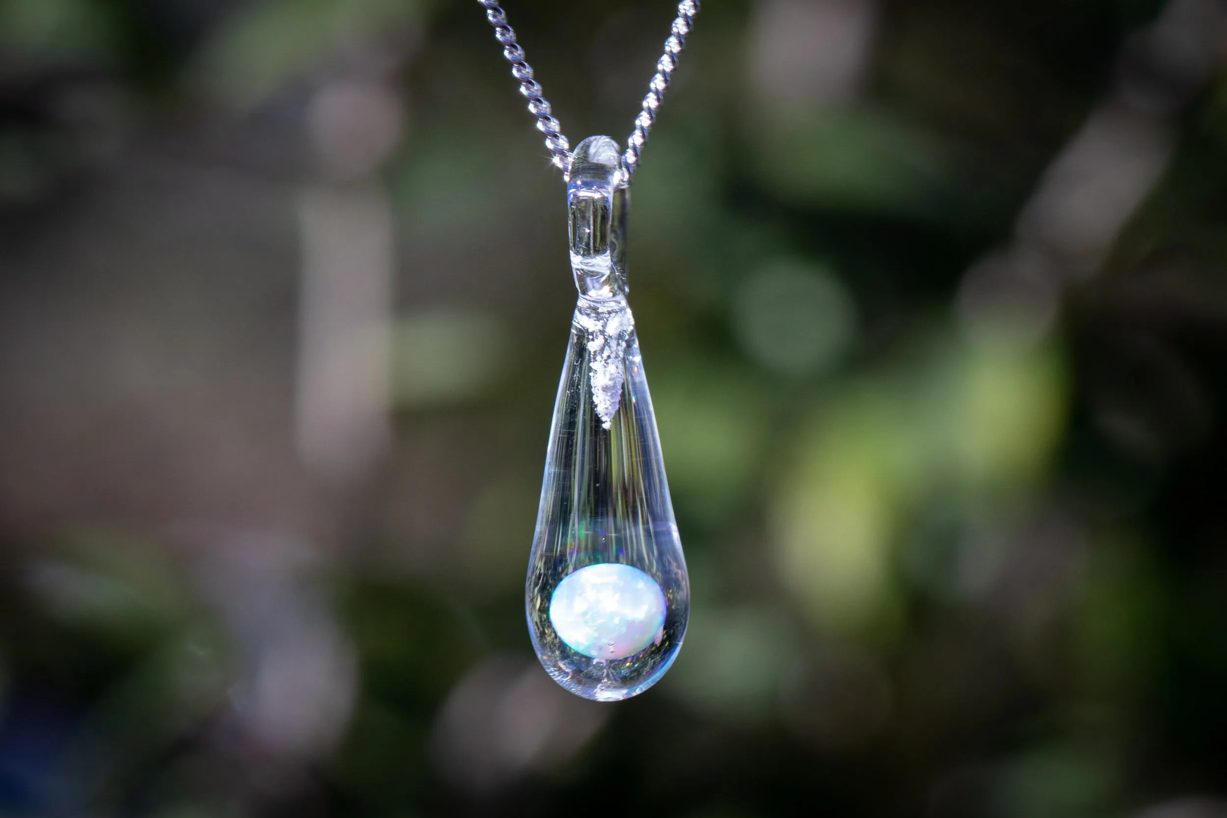 Dainty Drop Pendant with Opal