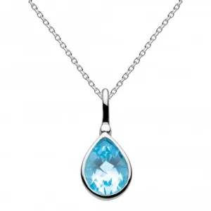 Dew Sterling Silver Blue Topaz Tear Drop Pendant 9018BT