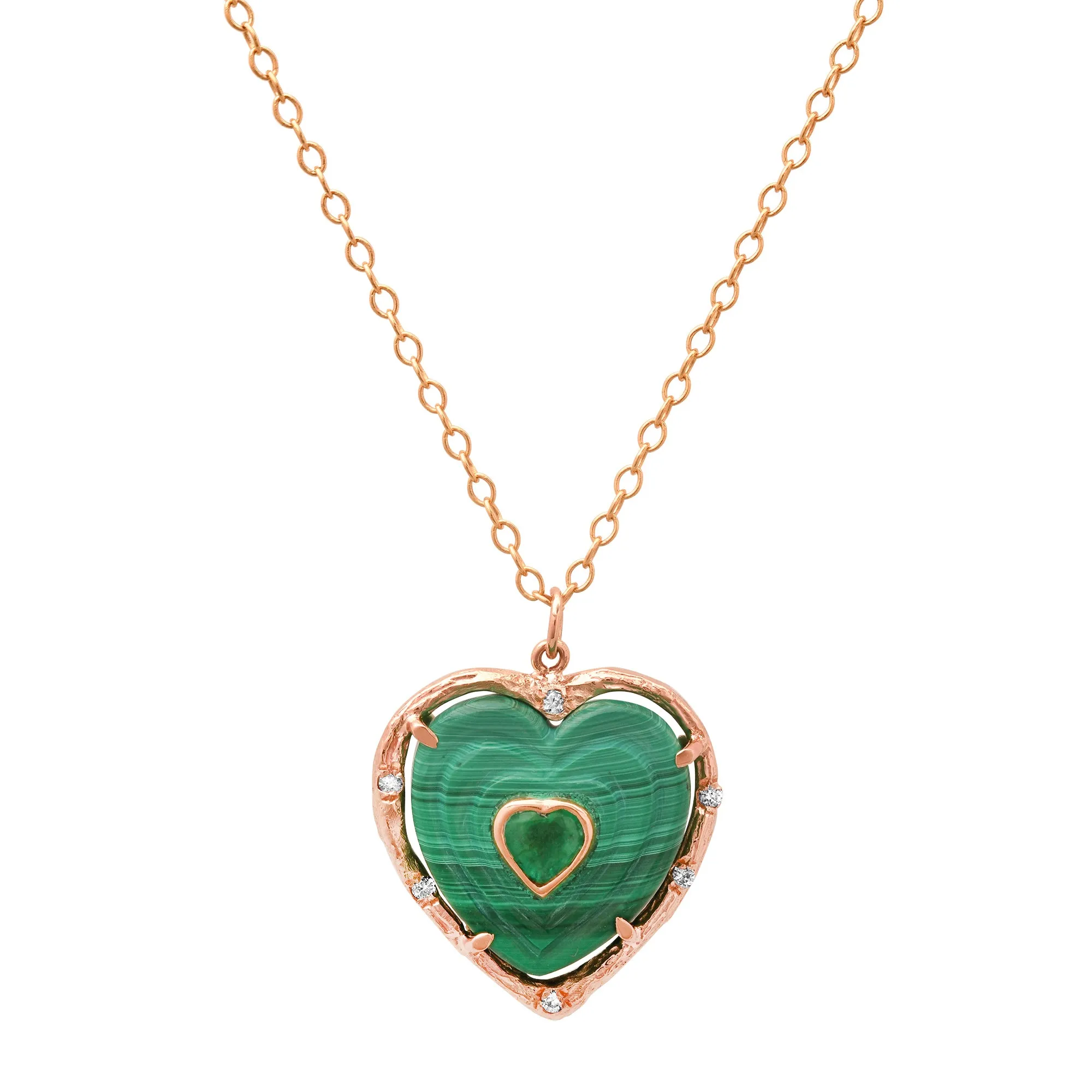 Double Heart Gemstone Necklace